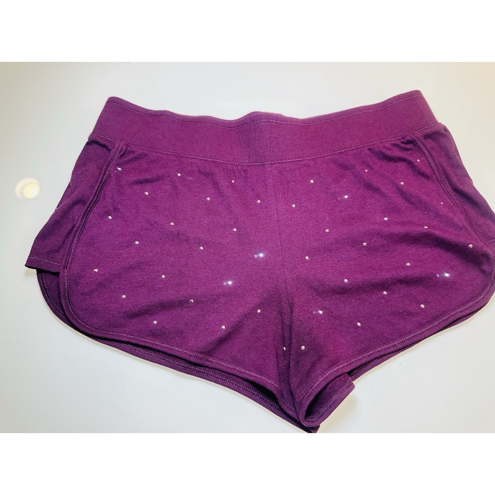 Victoria's Secret Womens Cotton Fleece Burgundy w/Rhinestone Embellishments Sz M